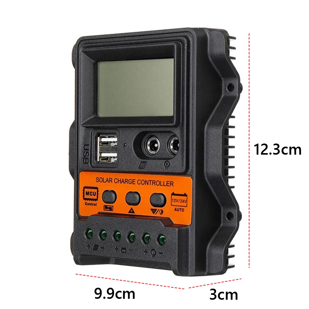 10A/20A/30A Solar Regulator PWM Controller LCD Display Solar Panel Battery Regulator Dual USB 5V 2.5A Output for Solar Panels