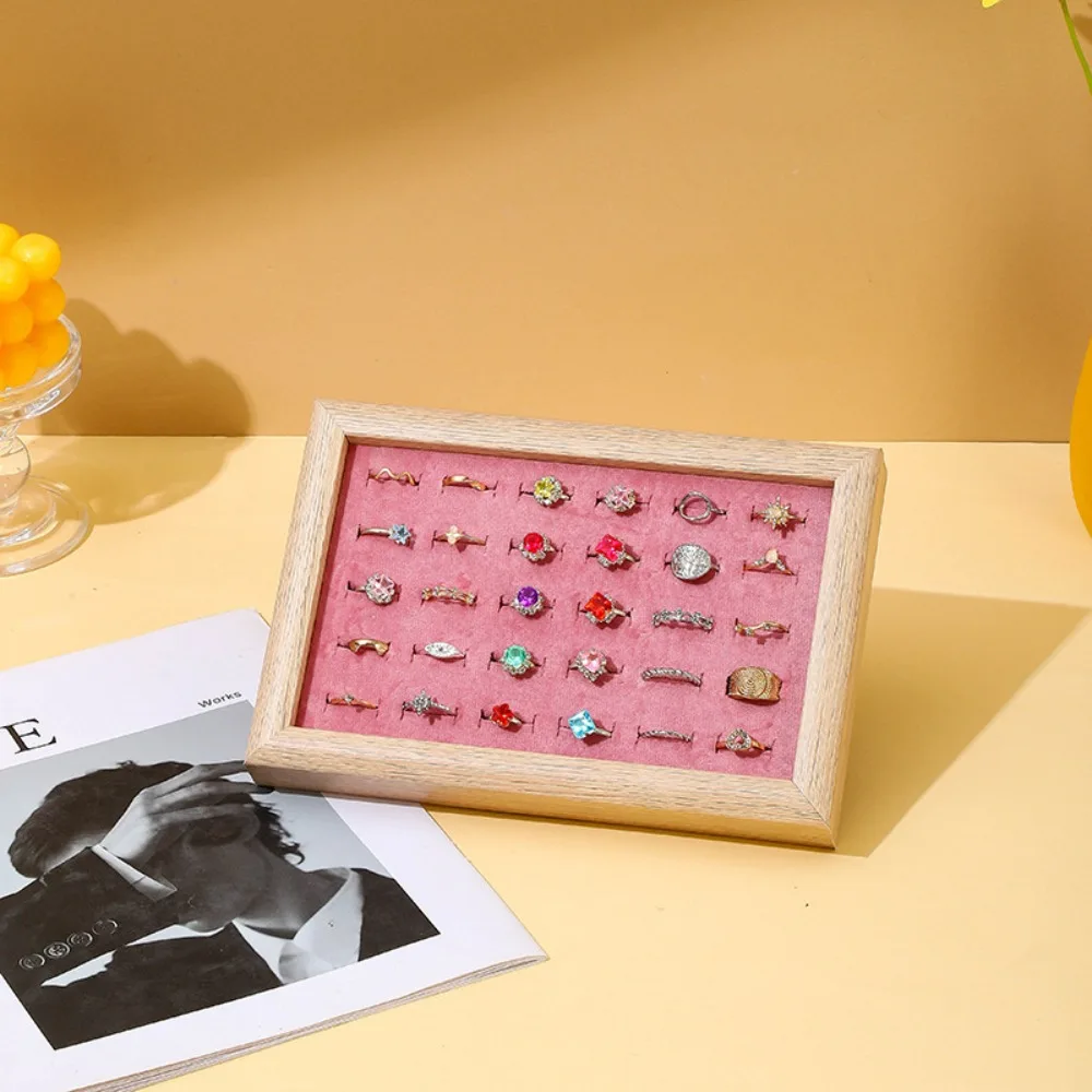 

30 Slot Fashion Jewelry Trays Large Capacity Stackable Finger Ring Storage Rack Velvet Wear-resistant Rings Display Tray