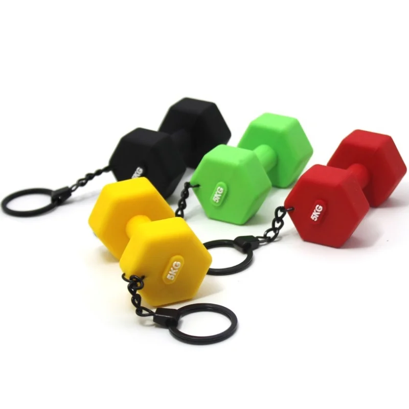 Gym Gifts for Gym Lovers Keychain Silicone Dumbbell Key Chain Fitness Trainer Gift Dumbbell Key Chain Backpack Car Key Pendant