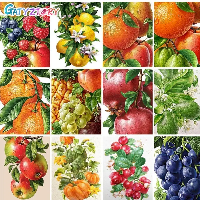 

GATYZTORY 5D DIY Diamond Painting Fruit Full Square Round Rhinestone Kit Diamond Embroidery Scenery Mosaic Diy Gift Art