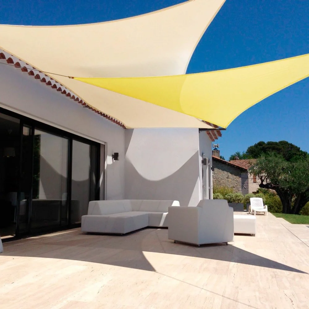 

Sunshade canopy Wide coverage Sunshade and Waterproof Lightweight 17' x 20' Beige Suitable for swimming pools rooftops