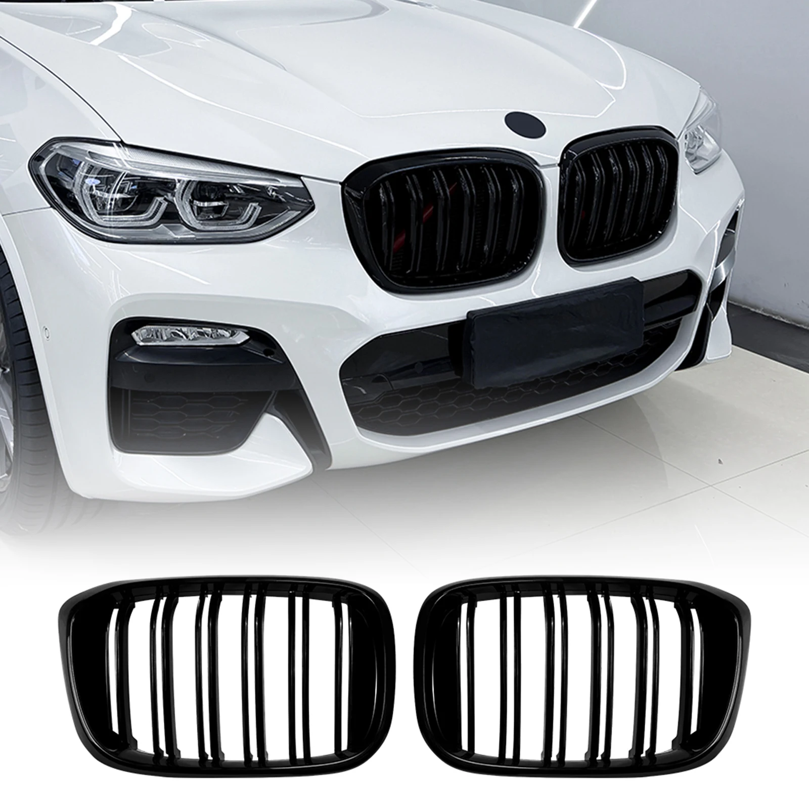 

All Black Car Front Kidney Grille Racing Grill Upper Bumper Hood Radiator Vent Cover Mesh Grid For BMW X3 G01 X4 G02 2018-2021
