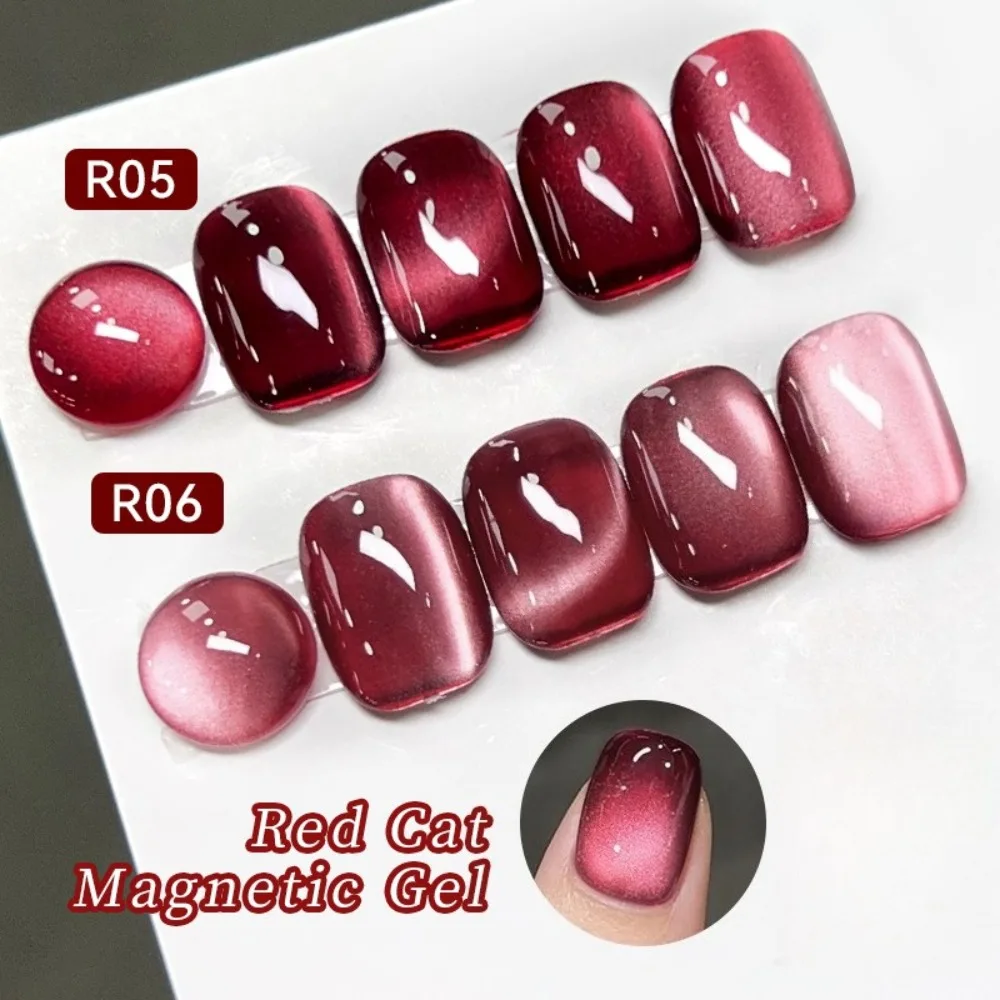 15 مللي تألق روبي القط المغناطيسي هلام مسمار البولندية الأحمر سلسلة بريق شبه دائم نقع قبالة مسمار الفن Varnis لتقوم بها بنفسك مانيكير #4