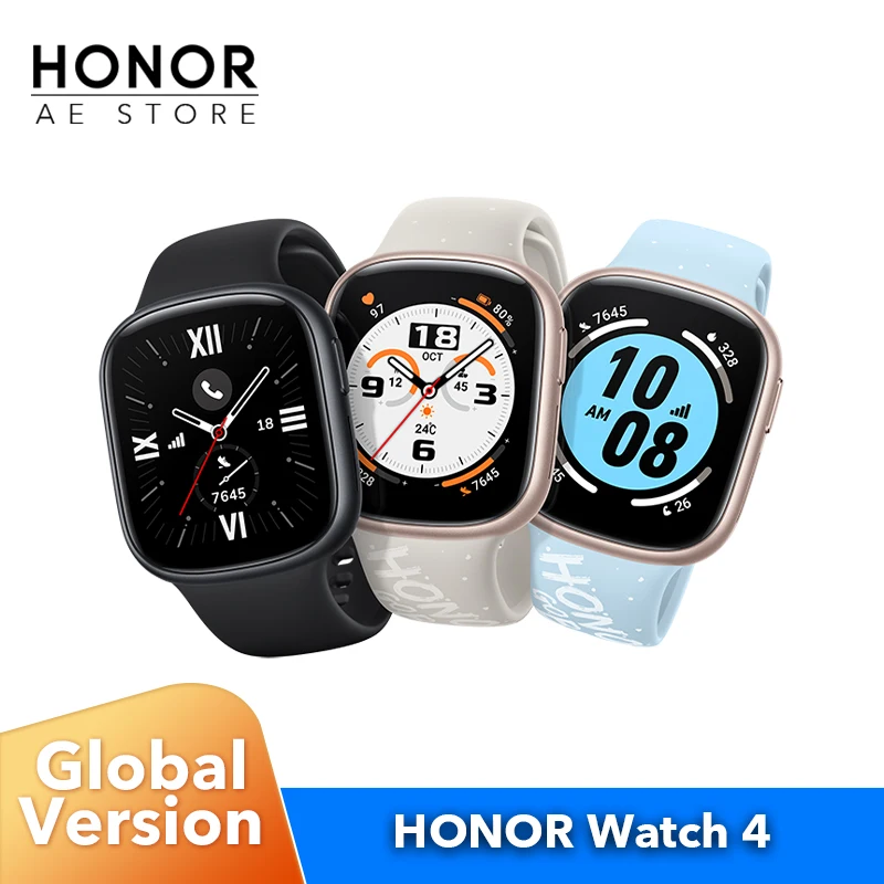 ساعة Honor-Watch الذكية 4 ، شاشة ملونة AMOLED ، جهاز مراقبة الأكسجين في الدم ، نظام تحديد المواقع ، 5 ATM ، بلوتوث ، ساعة ذكية