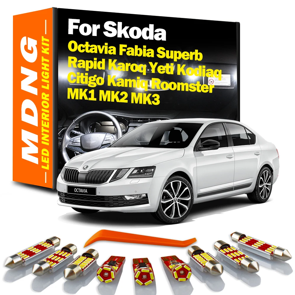 Interior LED Bulb Light Kit For Skoda Octavia Fabia Superb Rapid Karoq Yeti Citigo Kodiaq Kamiq Roomster MK1 MK2 MK3 Accessories