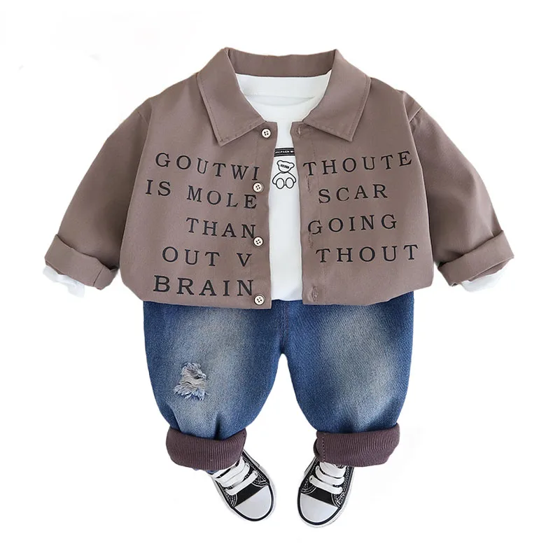 Ensemble chemise + t-shirt + pantalon pour bébé garçon de 1 à 5 ans, tenue pour enfant, nouvelle collection printemps automne 2024