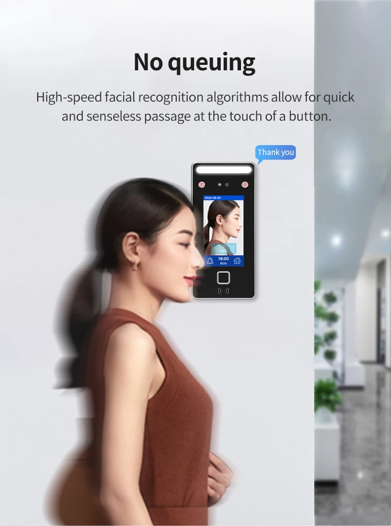Biometric Facial Recognition Attendance Machine Dynamic Face & Card Access Control Employee Clock-In Clock-Out All-in-One System