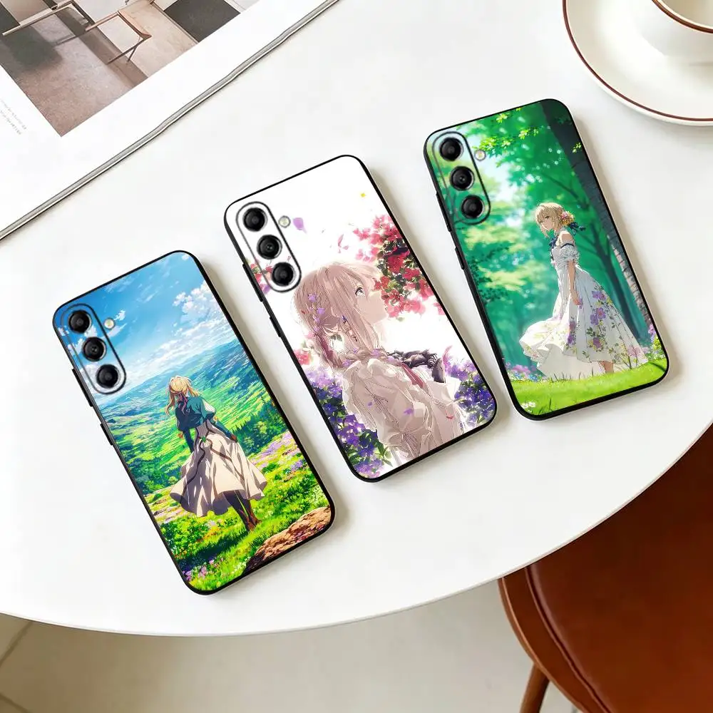 V-Violet Evergarden Violet Anime  Phone Case Black Silicone Soft For Samsung Galaxy A73,A72,A71,A70,A53,A52,A51