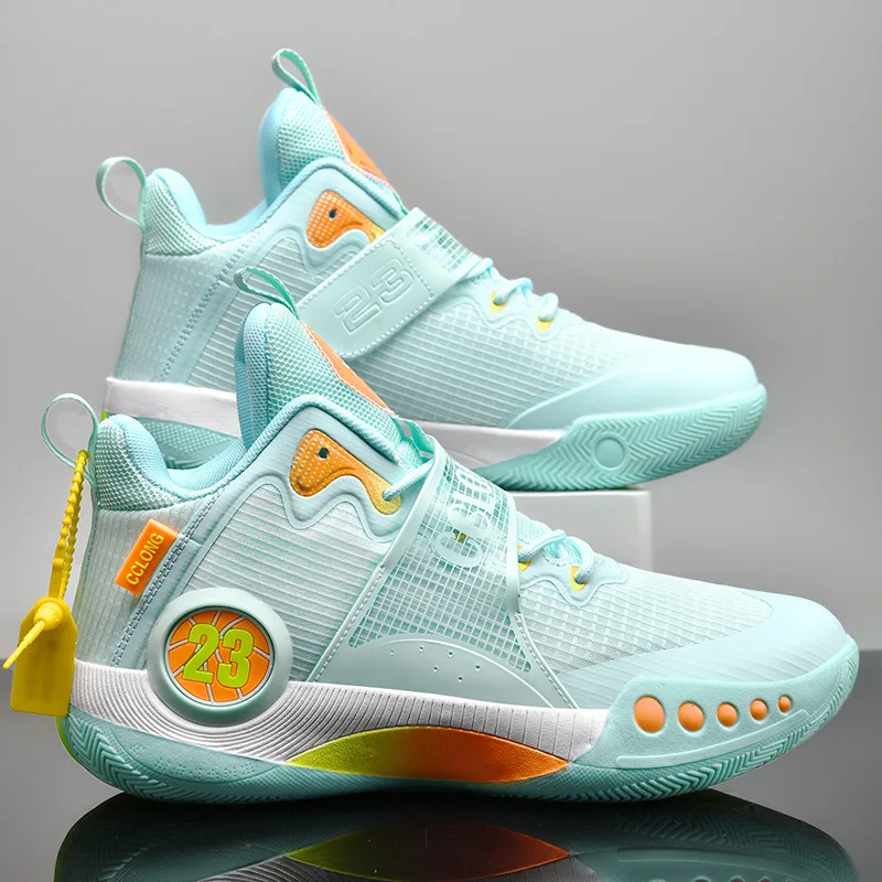

Velcro Basketball Shoes Boys Girls Older Children Teen Students Sneakers Combat Boots Sport Trainers