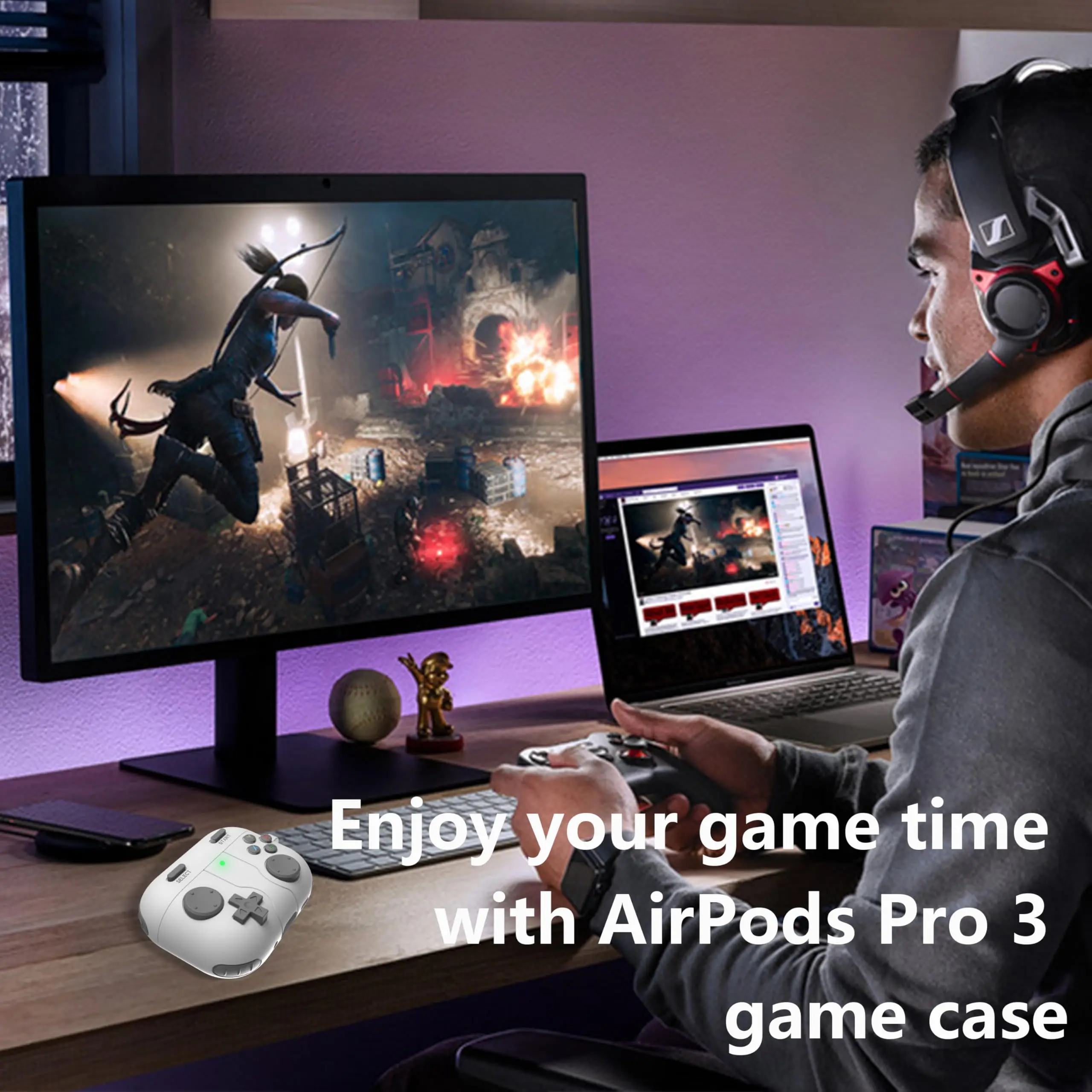 Game Case for AirPods Pro 3 Classic Cool Funny Shock-Proof Protective Silicone Case for Men Airpods Pro 3 Case with Cleaner Kit