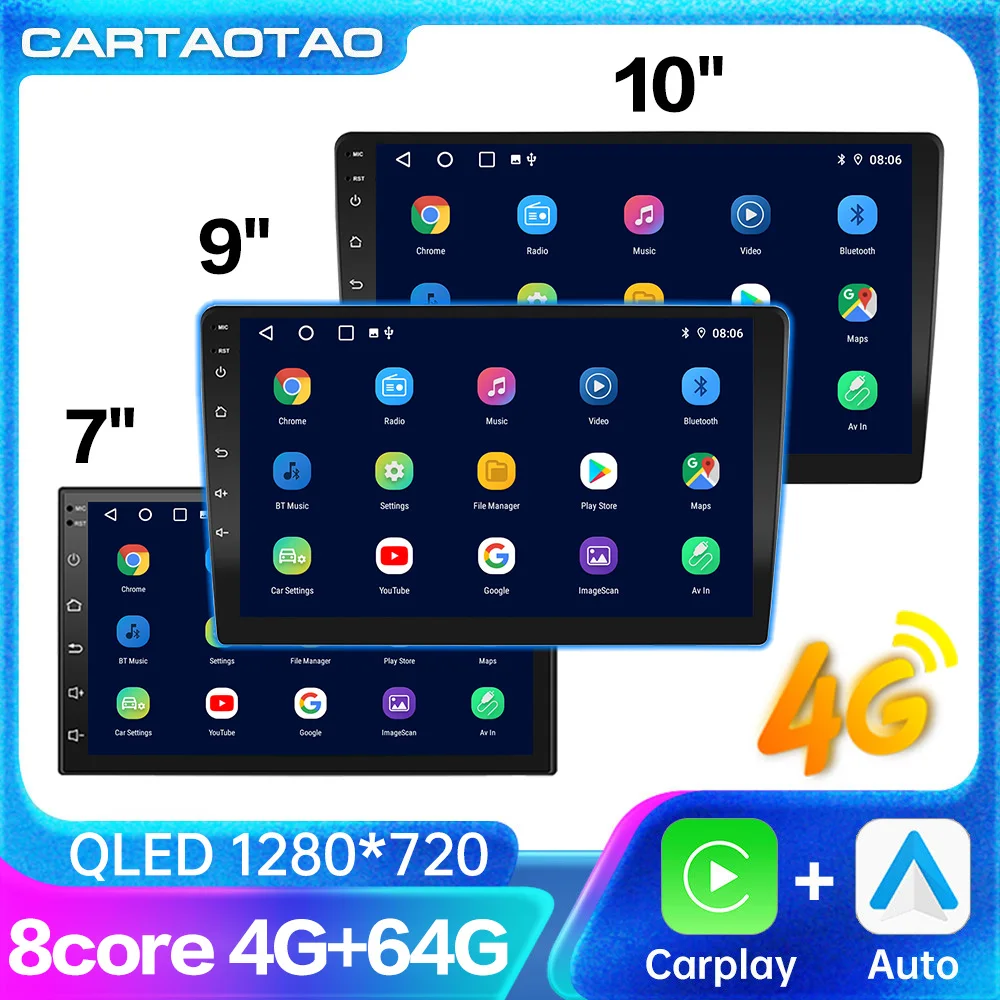 2din Android 13 Car Radio wireless Carplay Multimedia Video Player Universal 7/9/10 inch GPS Navigation WiFi Car AutoRadio 4G