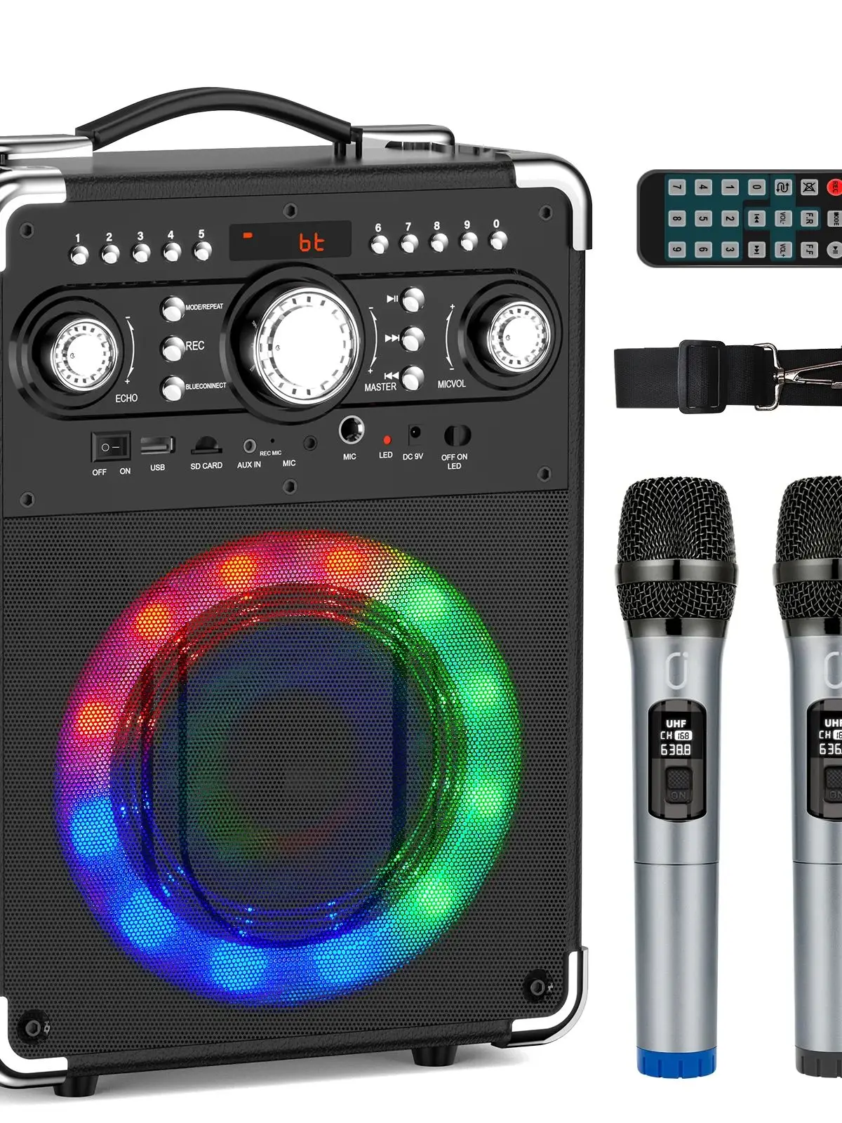 S8-T Kara Ok mit 3 Mikrofonen, tragbarer Bluetooth 5.3 Kara Ok-Lautsprecher, geeignet für Outdoor-Aktivitäten, Partys und Partys