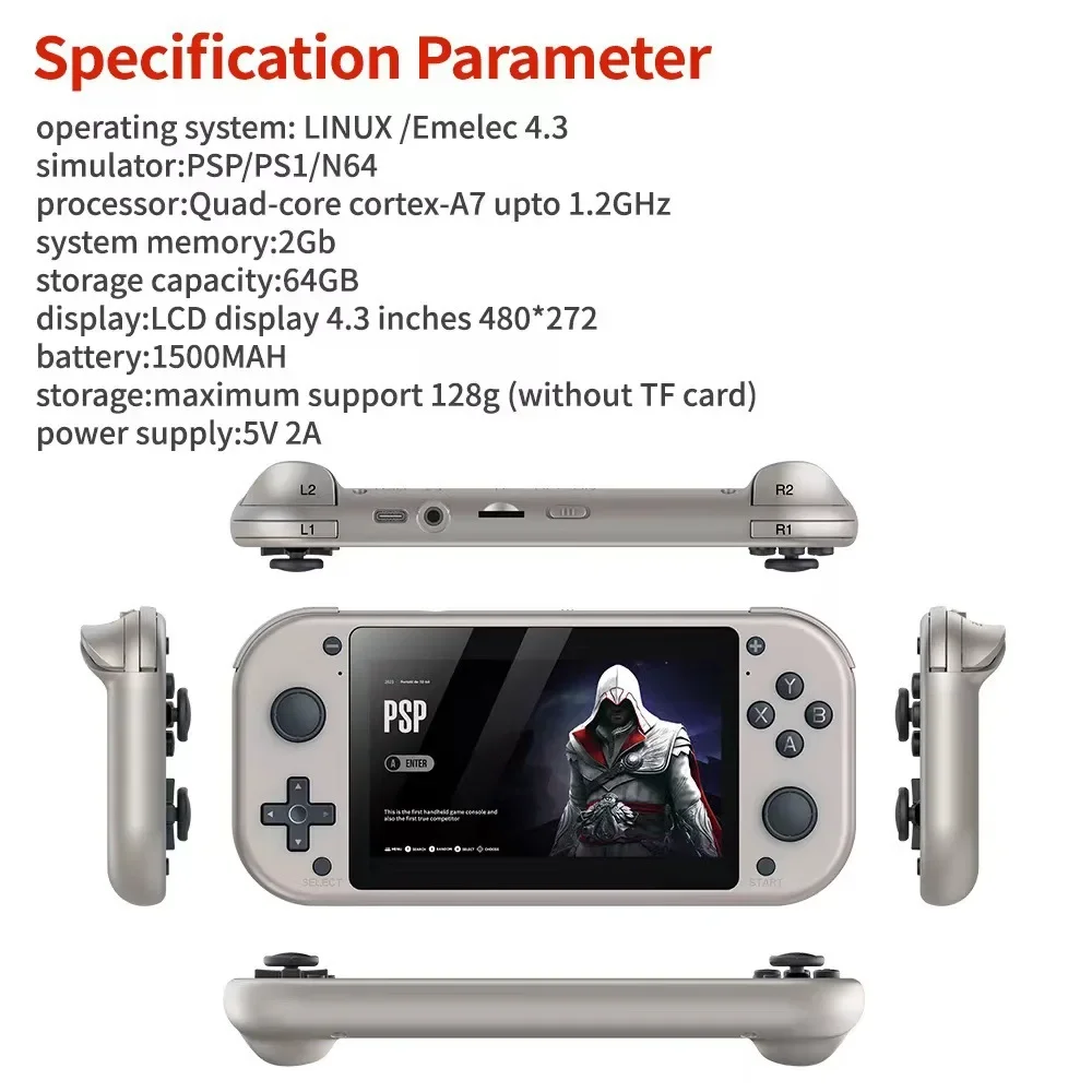 M17 Handheld Video Game Console 128G Open Source Linux Systeem 4.3inch Scherm Draagbare Pocket Video Player Retro Gaming console