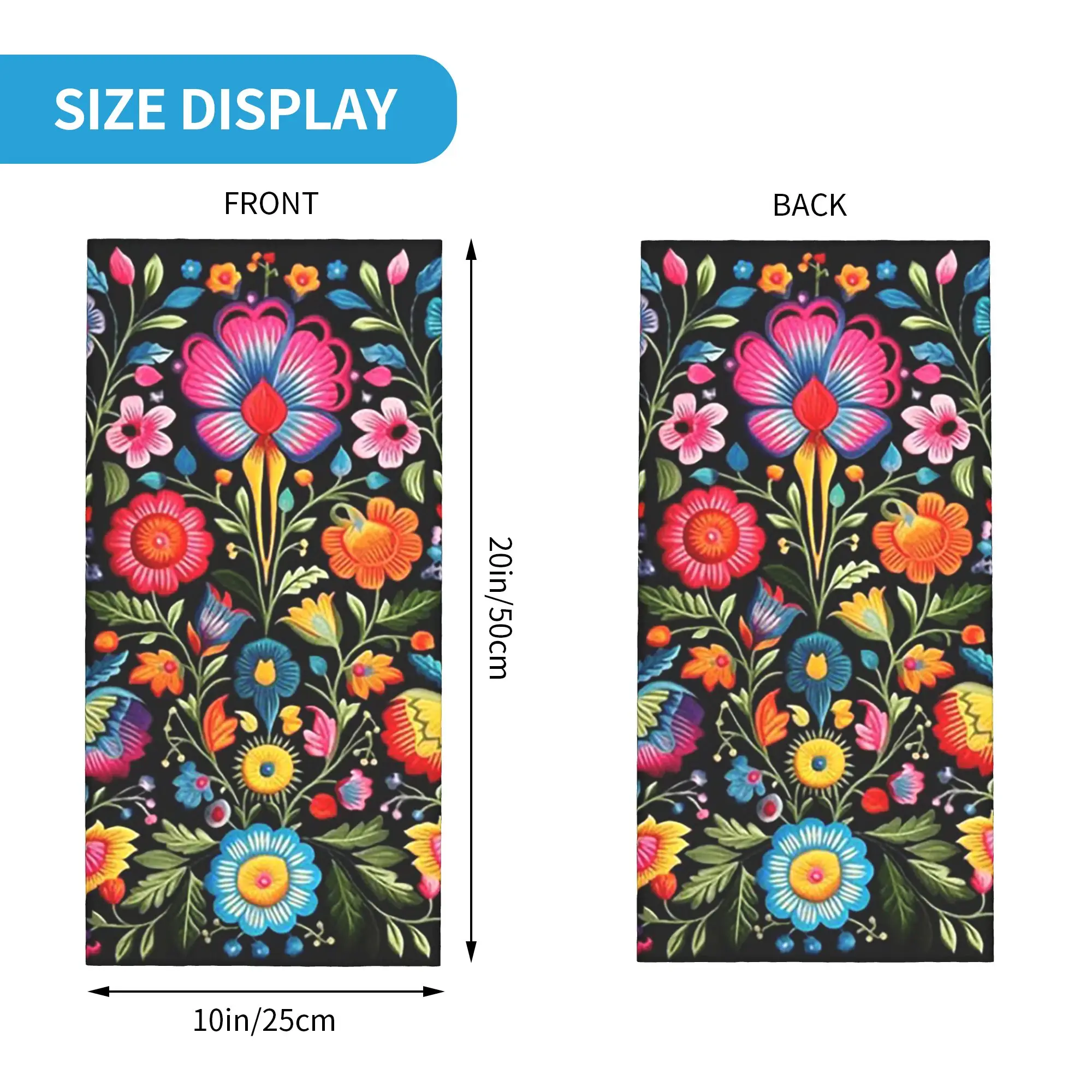 Ancient Mexican Floral Print Bandana Neck Cover Printed Mask Scarf Headwear Riding Unisex Adult Breathable