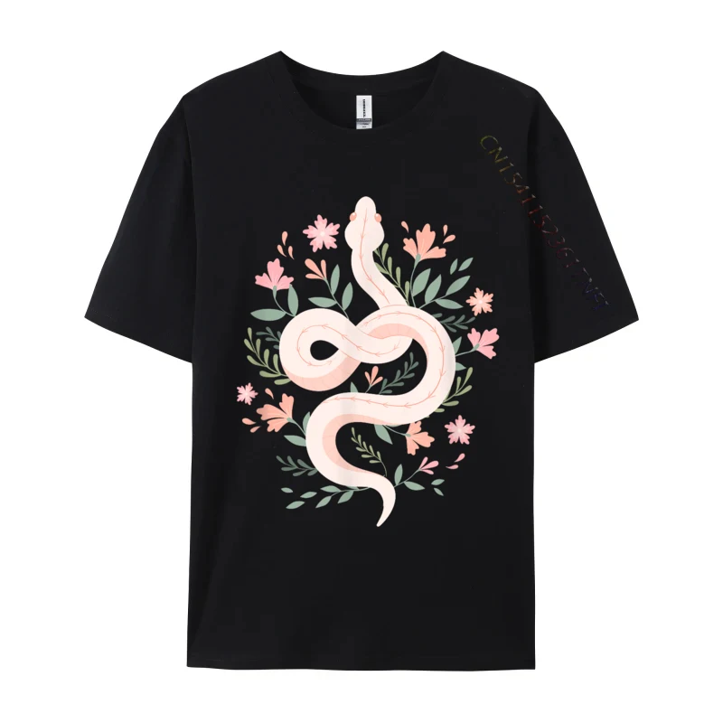 

Cotton Top T-Shirt Aesthetic Mystical Snake Flower Pastel Goth Custom Family Tops & Tees Retro Mens T-Shirt Comfortable