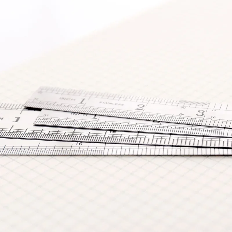 2pcs 15cm Metal Rulers Double Sided Scale Ruler Front Side Metric Centimeter Scale Back Side Inch Scale Stationery Rulers