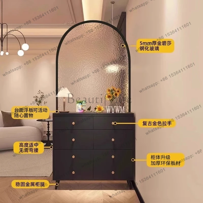 retro style home entrance shoe cabinet integrated household wrought iron glass screen partition cabinet