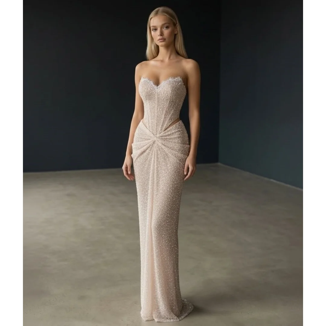 

Sweetheart Lace Sequined Evening Dresses Exquisite Cutouts Corset Prom Dress Glitter Party Gown Gala Vestidos Customized