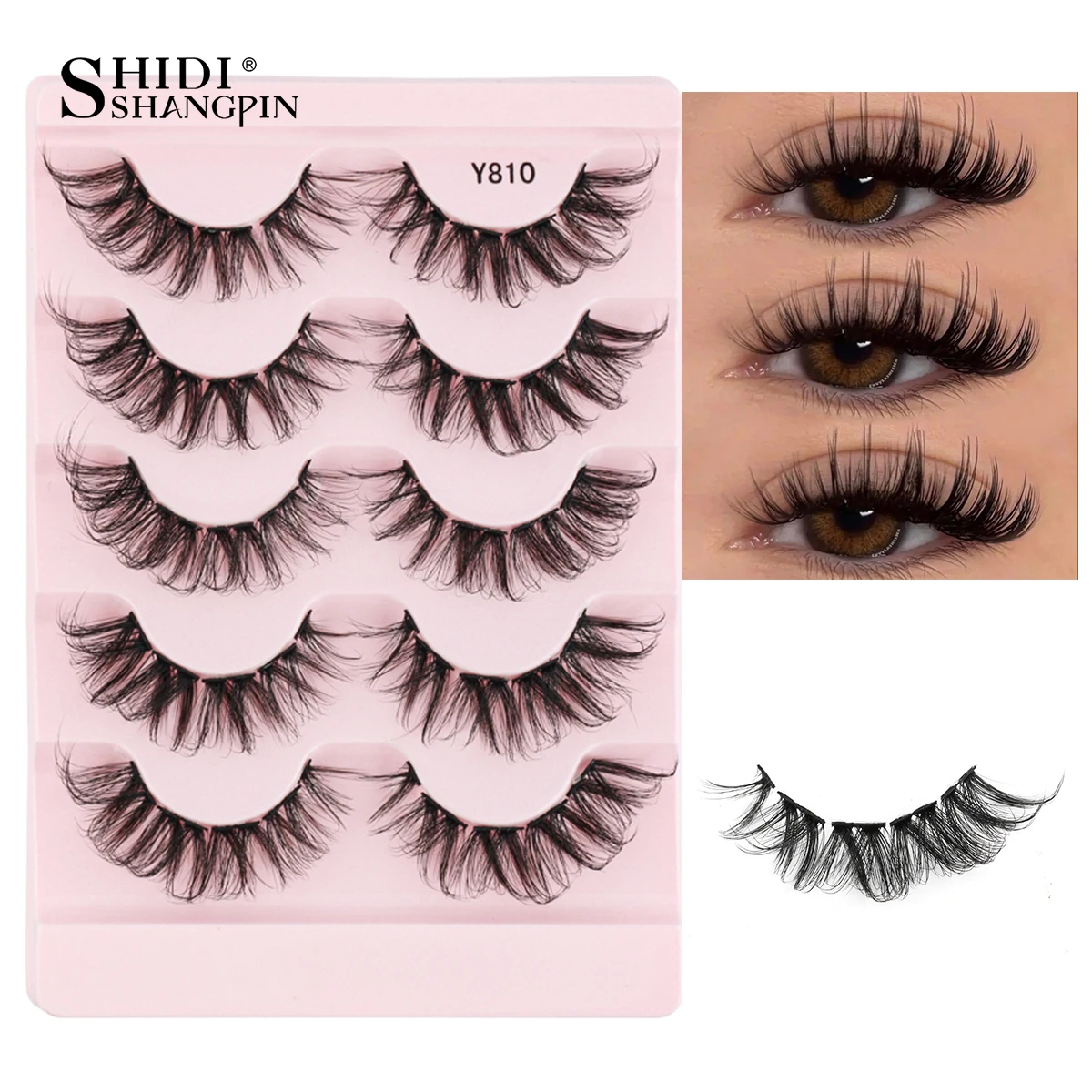 SHIDISHANGPIN 3/5/10Pairs Faux Mink Eyelashes Fluffy Natural False Eyelashes 3D Dramatic Makeup Eyelash Reusable Handmade Lashes