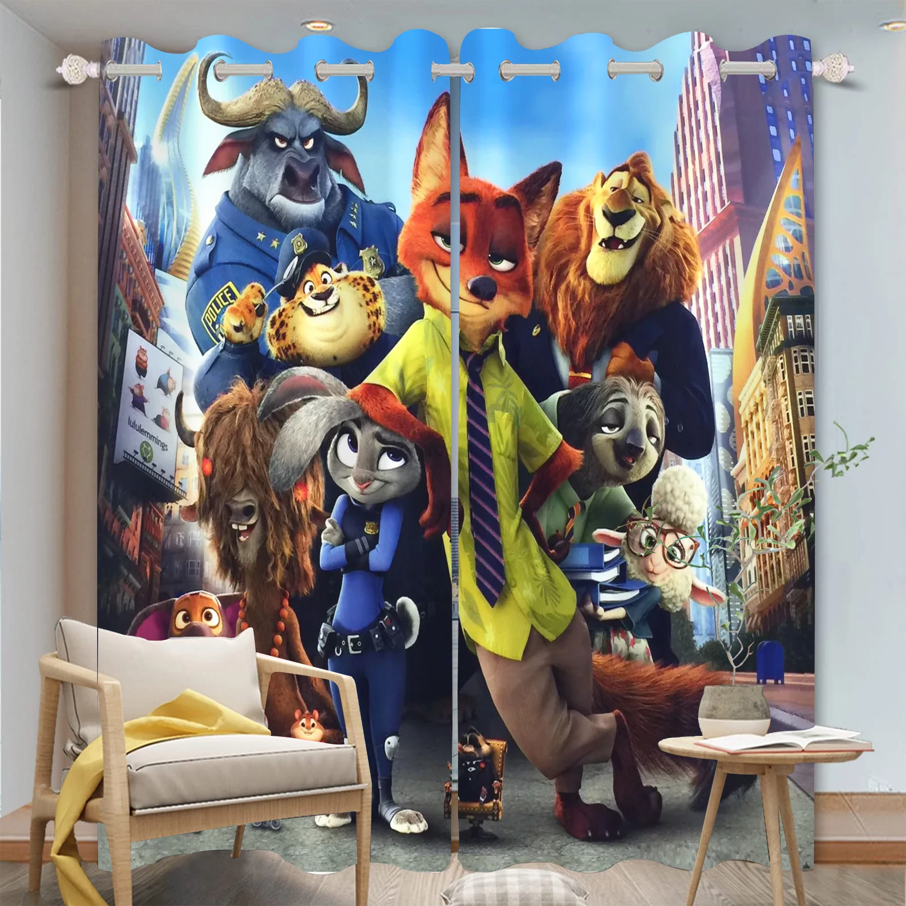 

Zootopia Curtains For Living Room Bedroom Blackout Curtains 1pc Cartoon Cute Dustproof Perforated 커튼 Home Decor