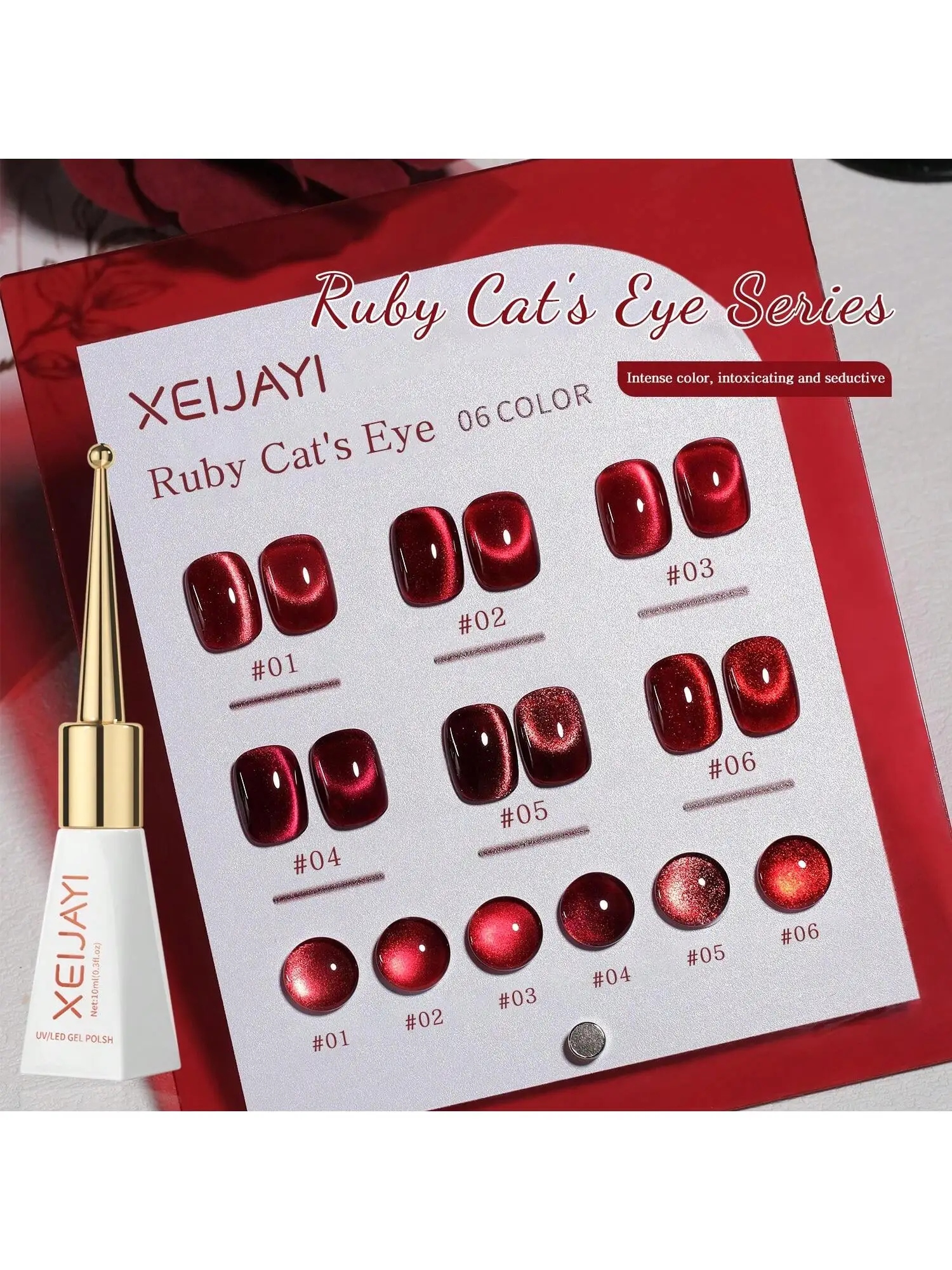 XEIJAYI, 6 uds., esmalte de uñas en Gel con forma de ojo de gato, brillo, lentejuelas, esmalte de uñas, esmalte UV extraíble, arte de uñas adecuado para diseño de uñas