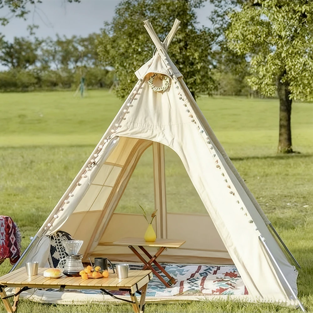 

STLF Pyramid Tent Indian Customizable Logo Camping Rainproof Mosquito Net Outdoor Portable 2-3 Person All-Season Oxford Fabric T