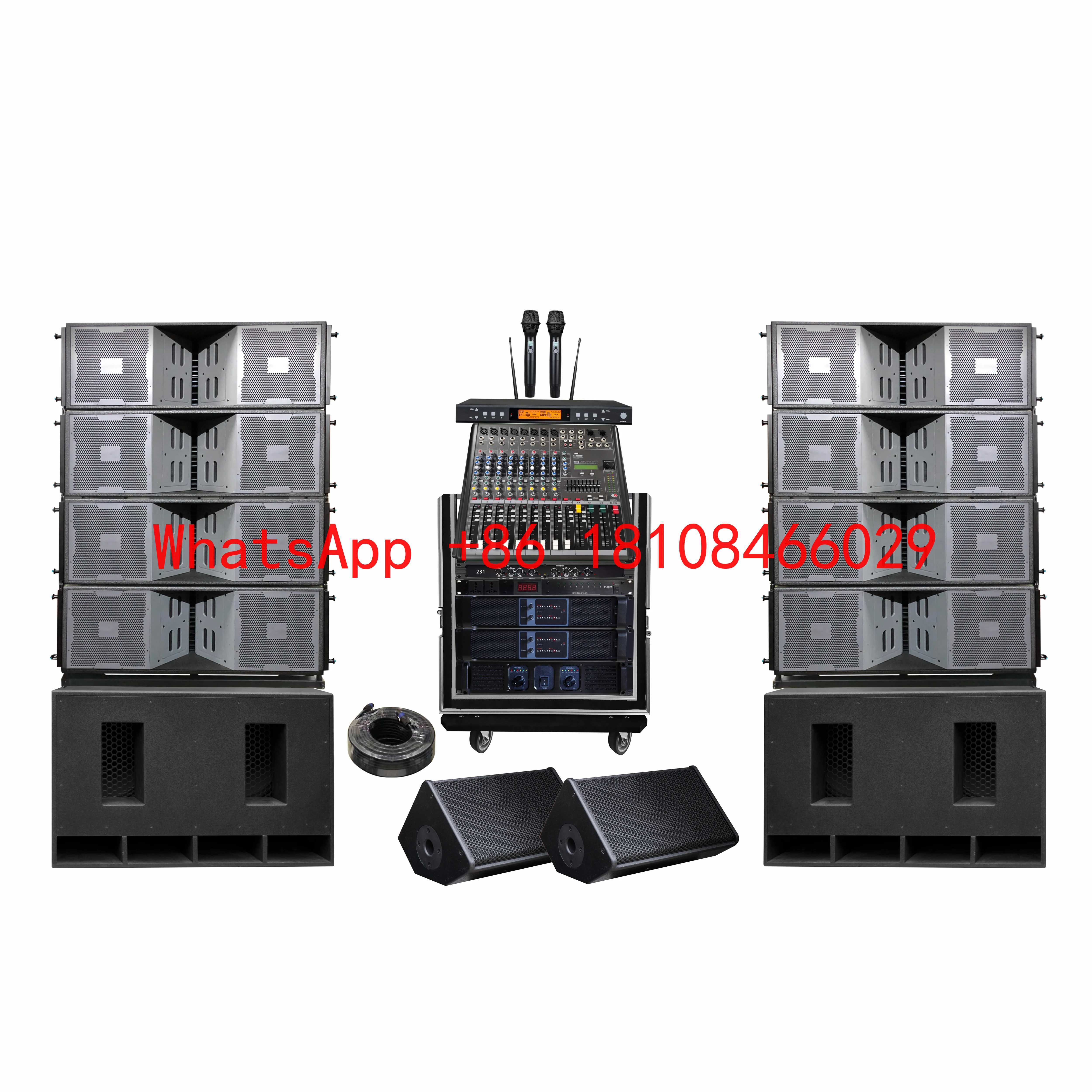 Sistema Completo de Line Array Touring 16200W VT4889 Conjunto Completo com 8x Tops de Neodímio de 15 polegadas de 3 vias duplas, 2x Subwoofers duplos de 18 polegadas, 8ohm 4ohm