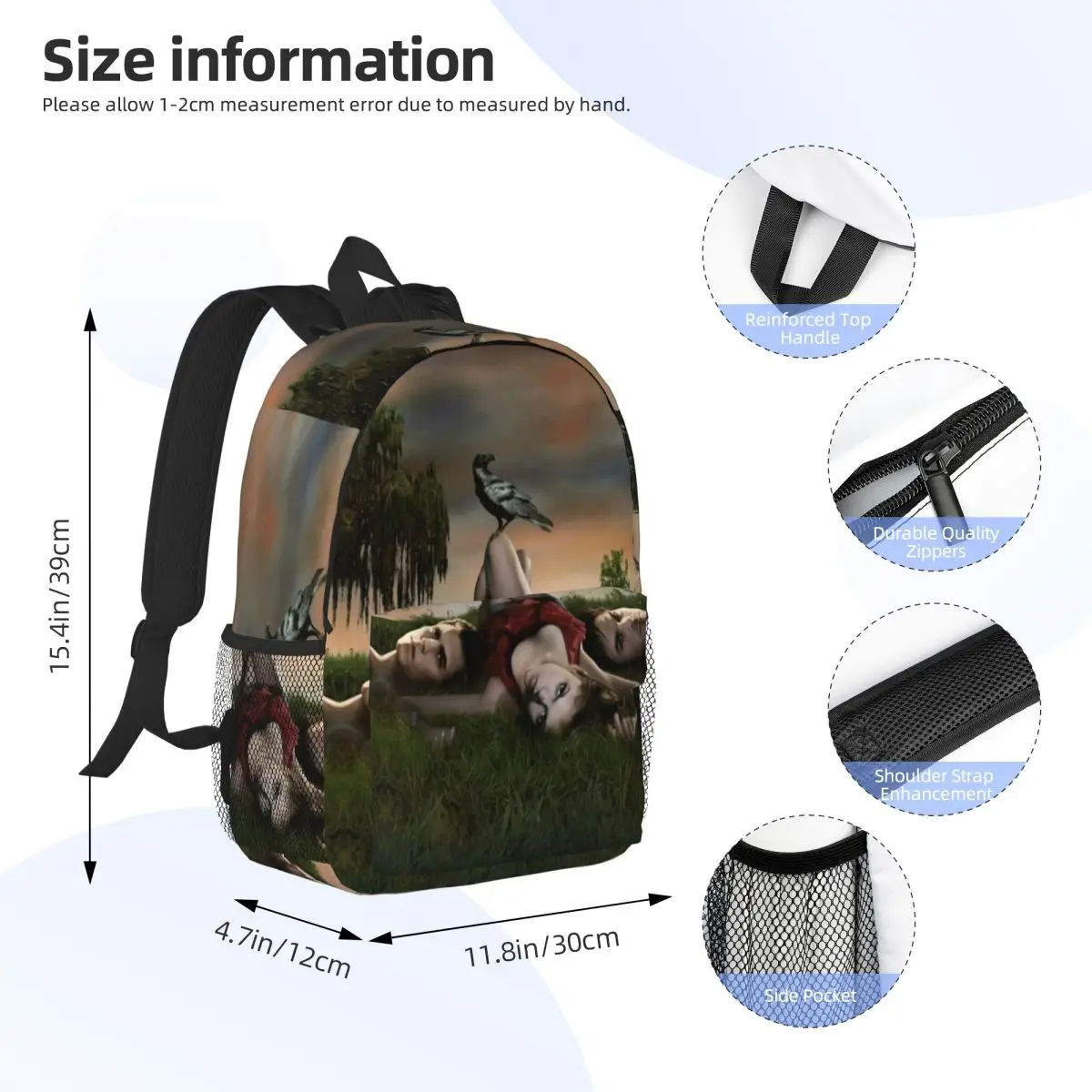 The Vampire Diaries Damon Salvatore Backpack Student BookBag Children School Bag Computer Shoulder Bags for Men Women