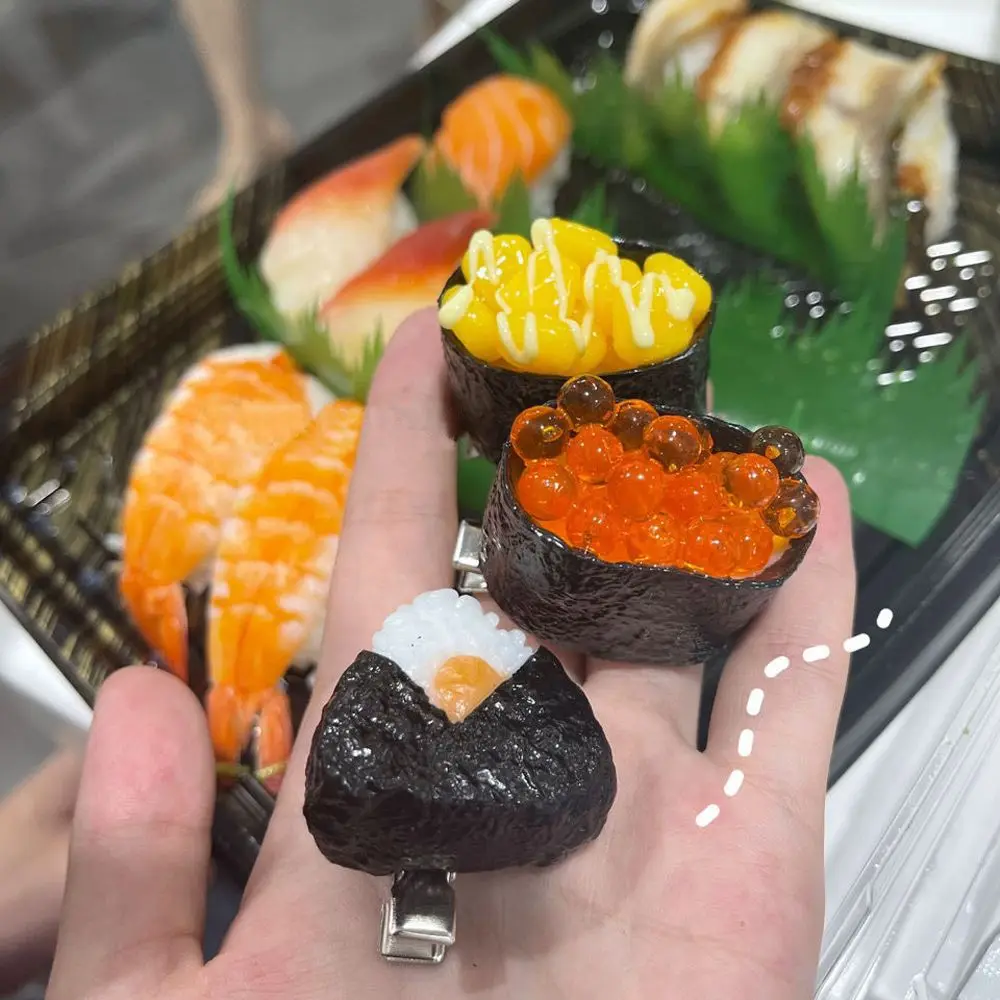 Horquilla de Sushi de comida de simulación pequeña de personalidad japonesa, tocado divertido lindo, tocado, Clip para el cabello para niñas, regalo