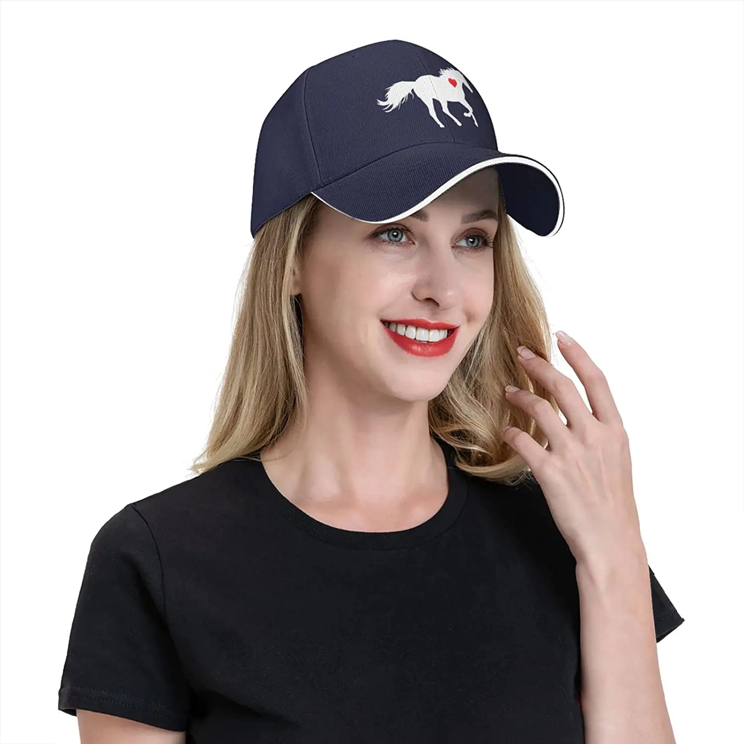 Unisex Running Horse com Heart Heart Baseball Cap, ajustável Hunting Cap, homens e mulheres, Kpop