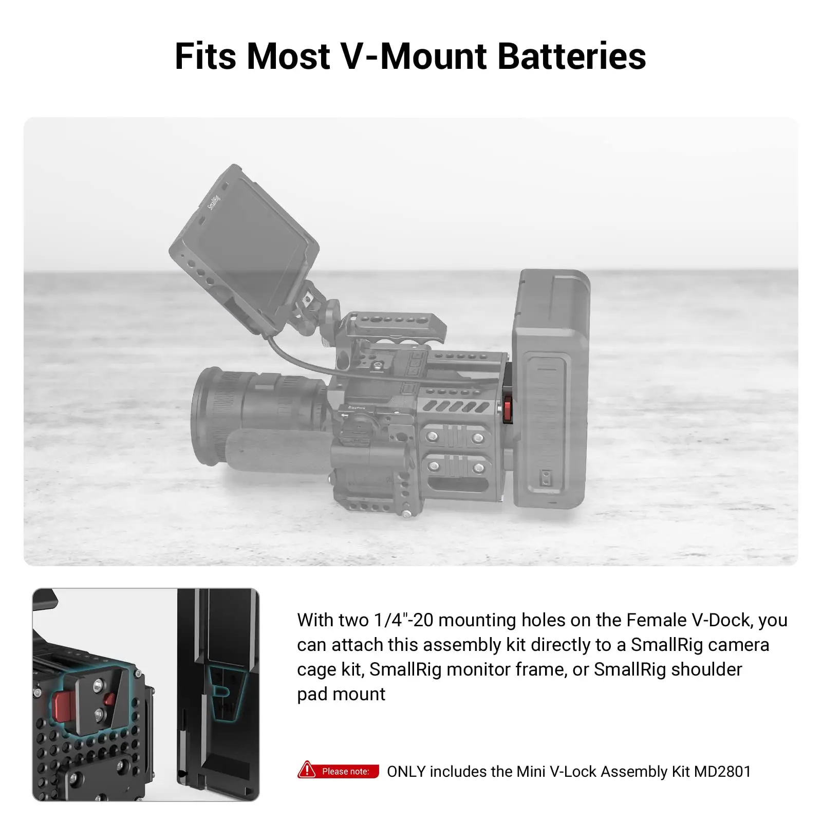 SmallRig Mini V-Lock Assembly Kit, V Mount Battery Plate, Quick Release Set with 1/4\