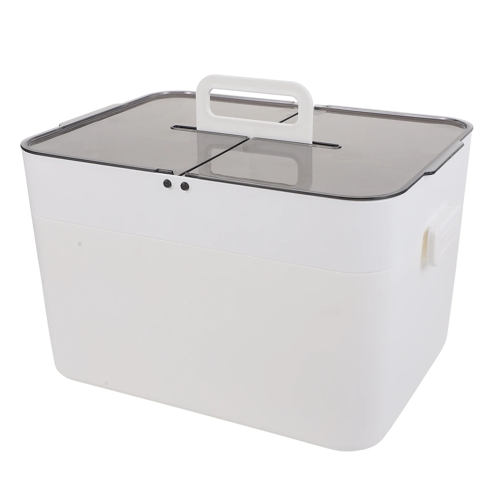 منظم الأدوية بطبقة مزدوجة شفافة ومقبض مريح محمول للسفر صندوق طبي كبير للمساعدة المنزلية