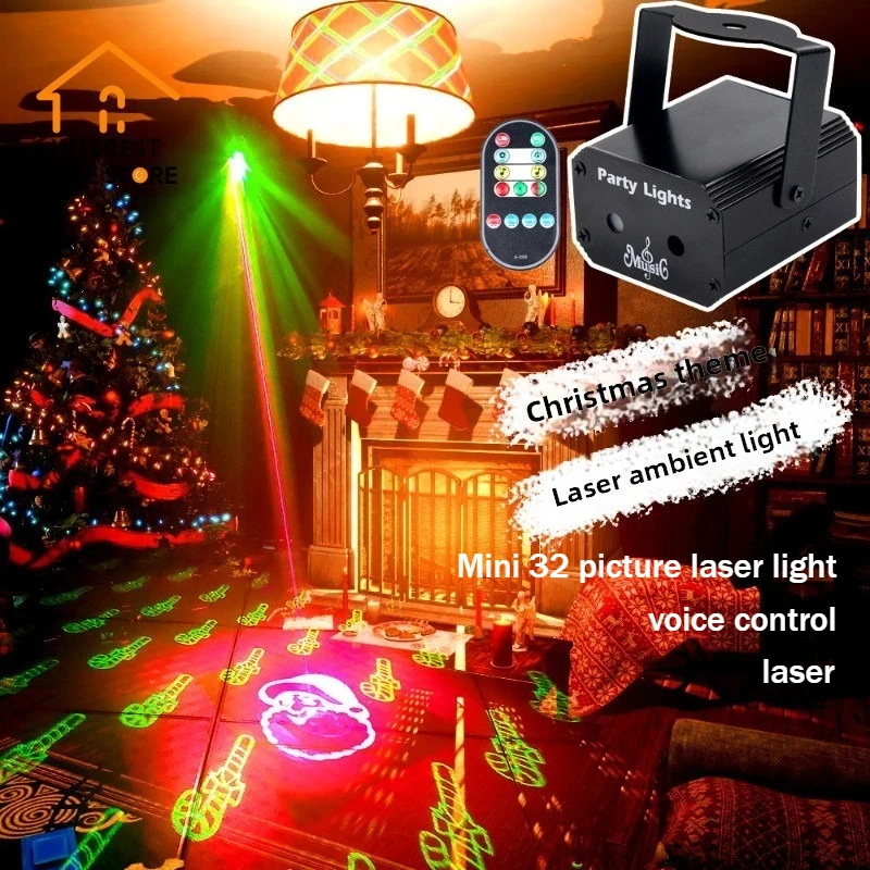 

New Christmas Laser Light Stage Pattern Beam Projector Karaoke Halloween Party Indoor Festival Atmosphere Projection Accessories