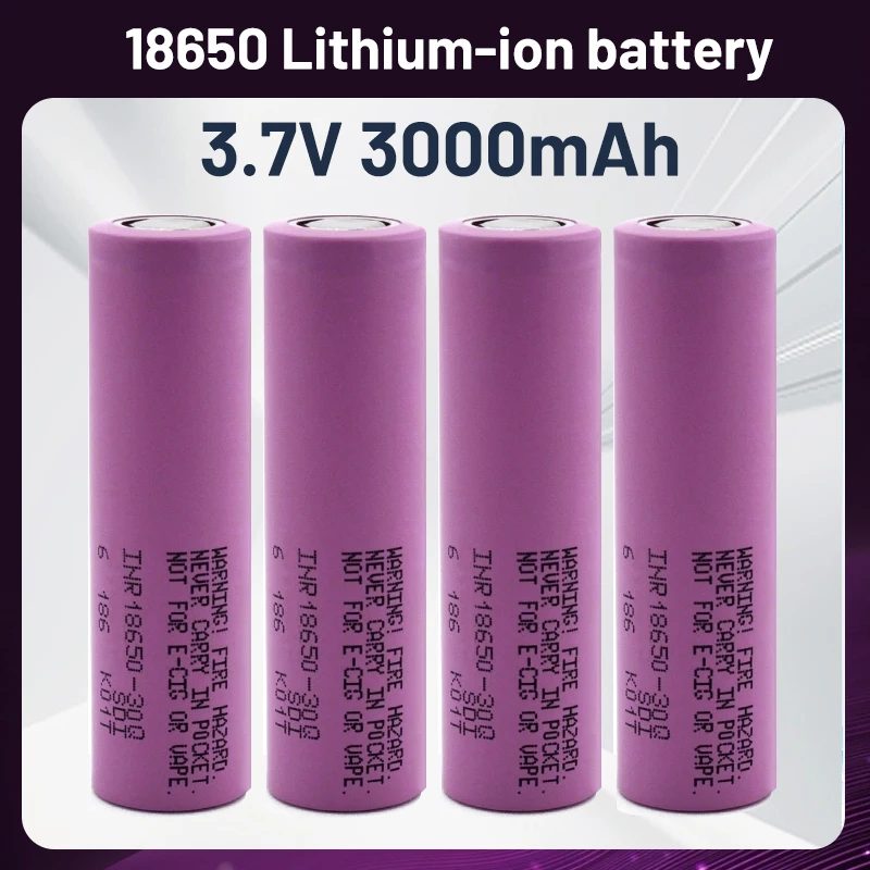 18650 lithium-ion rechargeable battery, 30q, 3.7V, 3000mAh, 10A discharge, suitable for electric tool assembly batteries