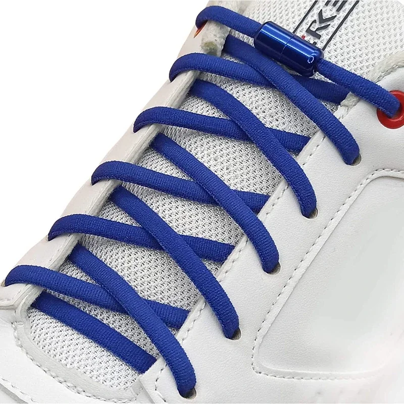 1 Pair Elastic Shoe Laces Round Color Metal Lock Shoelaces Without Ties Women's and Men's Sneakers Lazy Shoes Lace Accessories