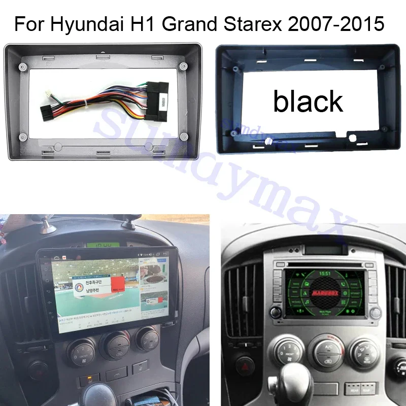 

9-дюймовый комплект рамки автомобильного радиоприемника 2din для HYUNDAI H1 H-1 Starex i800 iLoad iMax большой экран 2 Din android Автомобильный радиоприемник Кабель рамки лицевой панели