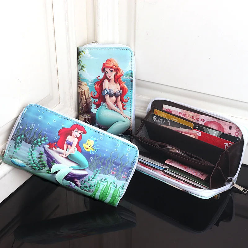 Disney Ariel Coin Purse Kawaii Cartoon Anime Cute Students Keychain Card Case I.d. Holder Zip Style Wallets Toys Girls Gifts