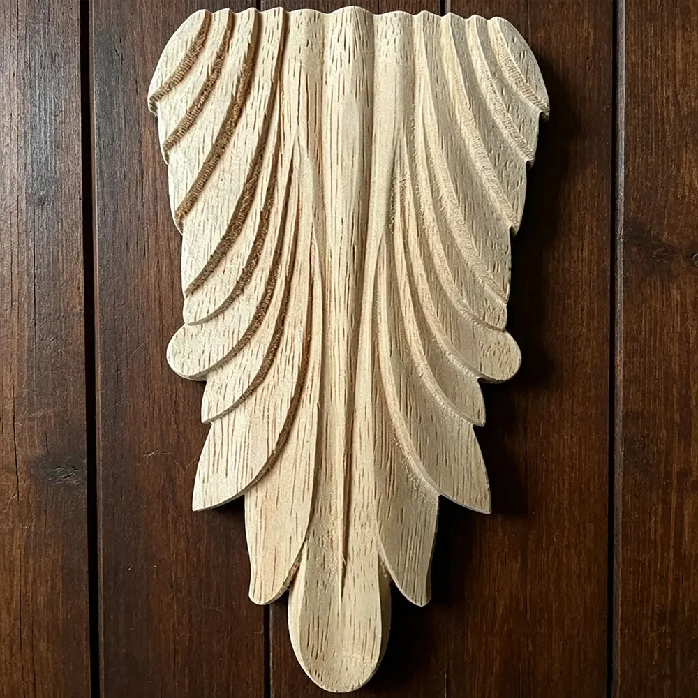 2PCS 14cm European Style Decoration Beam Maas Unpainted Wood Carved Decal Corner Onlay Applique Wall Cabinet Door Decor Crafts