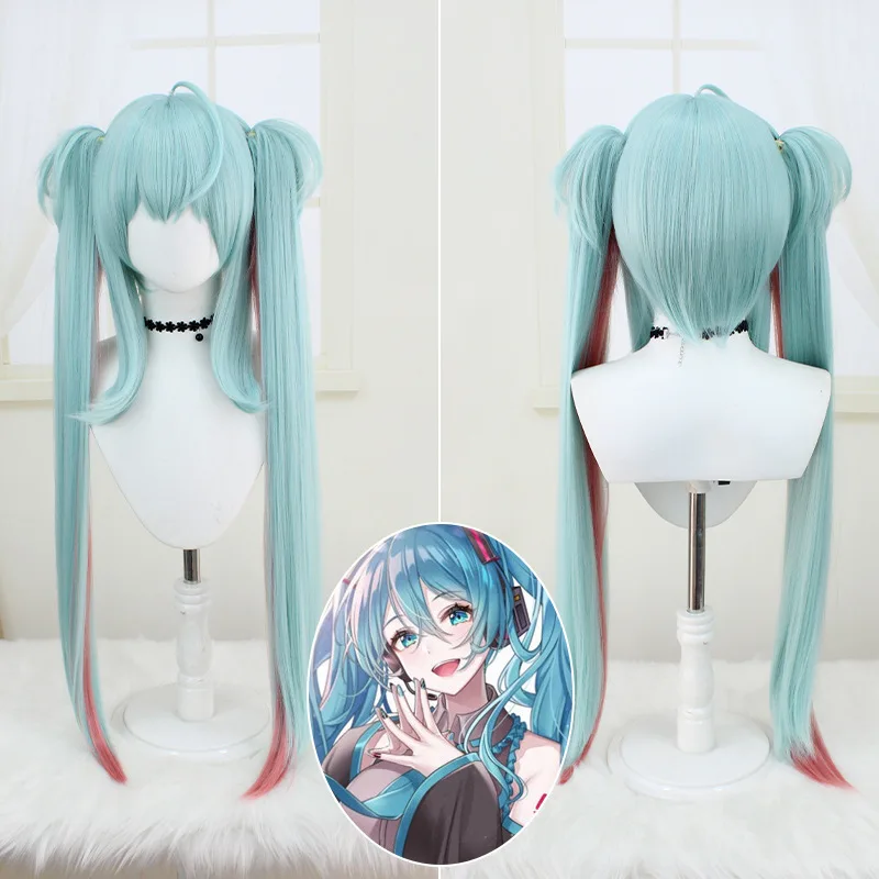 

Hatsune Miku Anime Cosplay Wig Heat Resistant Double Ponytail Synthetic Fiber Wig for Halloween Christmas Party Roleplay Props