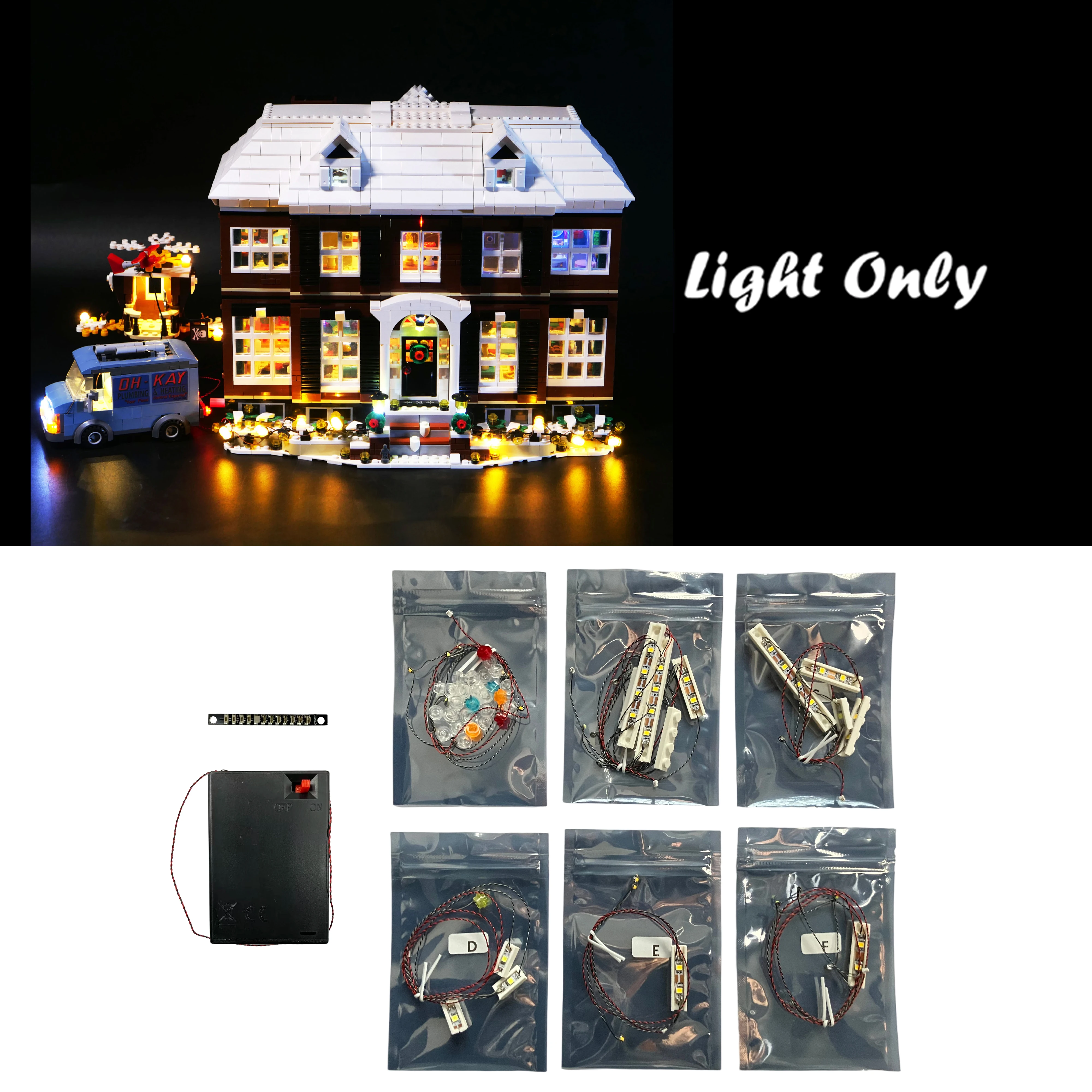 LED-verlichtingsset compatibel met 21330 Home Alone House Bouwstenen Model Afstandsbediening Lampaccessoires (alleen verlichting)