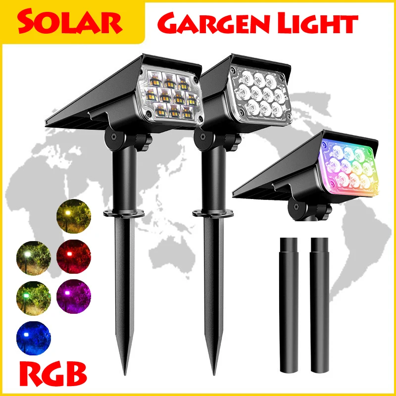 

10 20 LED Solar Light Outdoors RGB Garden Light IP65 Waterproof Outdoor Emergency Solar Spotlights for Yard Lawn Patio Decor