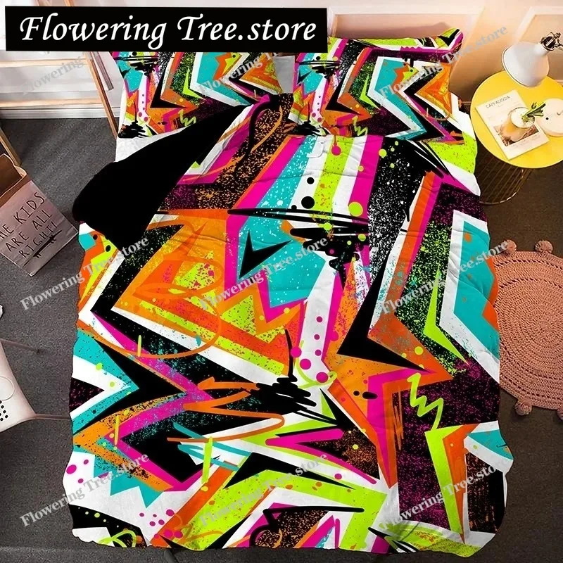 

Irregular Geometry King Queen Duvet Cover Bohemian Style Bedding Set for Kid Teens Adult Modern Art Polyester Quilt Cover