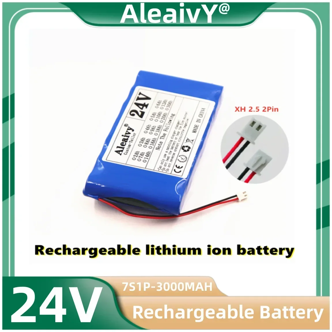 

2025 New 24v 7S1P 18650 lithium Battery Pack 25.2V 3000mAh Rechargeable Battery for Small Motor Motors / LED Strip Protection