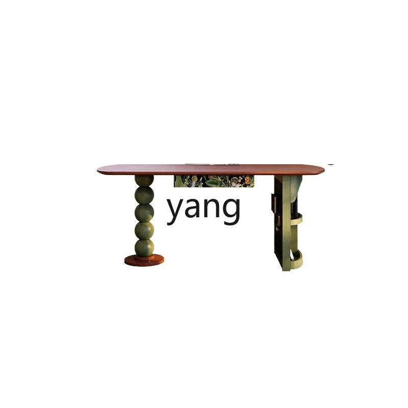 

TGF hole board integrated desk medium antique solid wood desk with drawers French retro desk