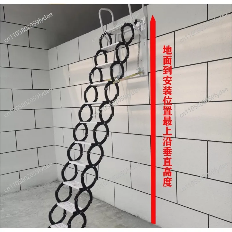 1.5/1.75/2/2.25M Foldable retractable staircase loft wall-mounted raised outdoor climbing wall lift