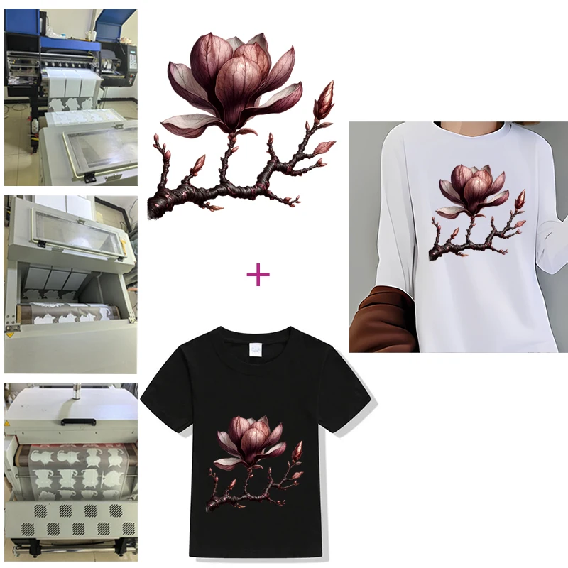 Flowers Light purple flowers Heat Transfer For Clothing DIY Washable T-shirt Iron-On Thermal Sticker Fashion Patches Applique