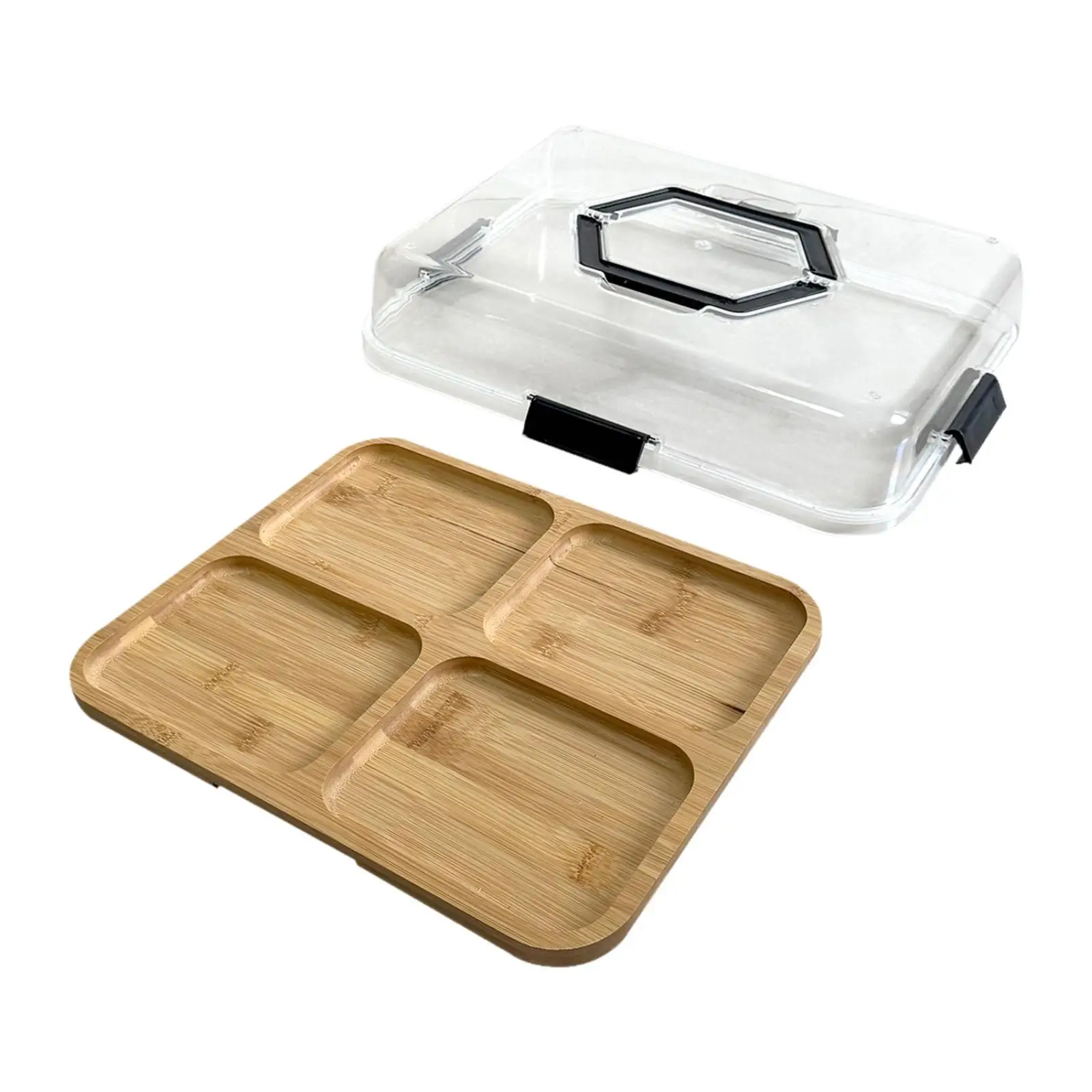 Tabla de charcutería con tapa transparente, tabla de cortar práctica portátil para pan, verduras, carne, filete, regalos para inauguración de la casa