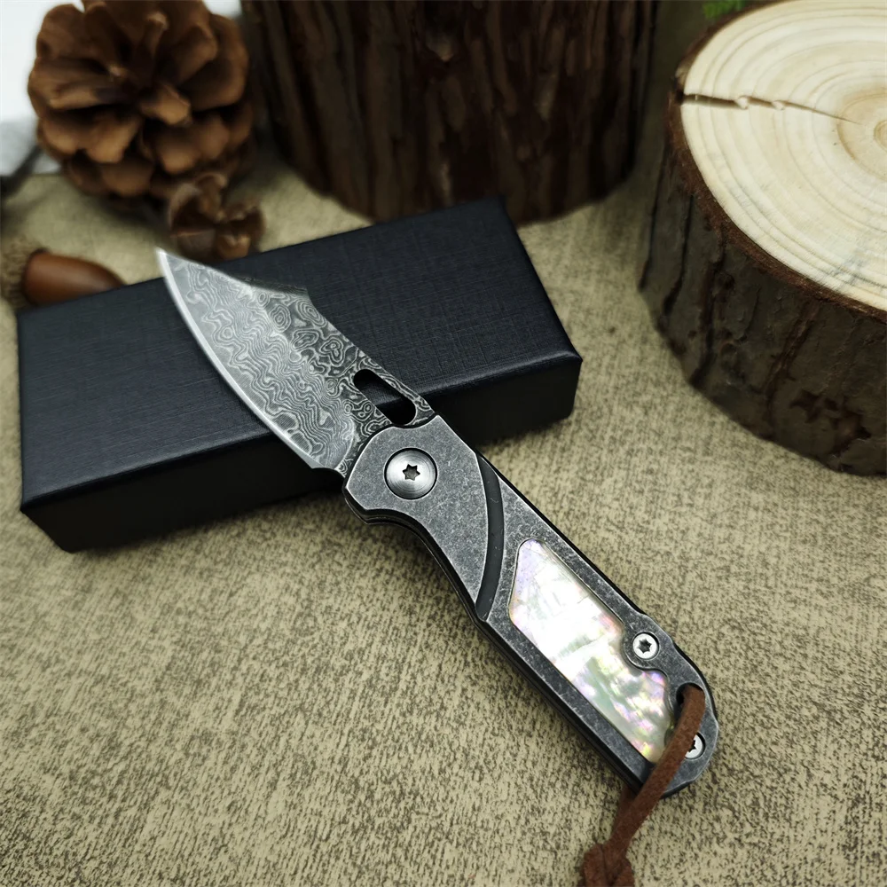 

Мини-карманный складной нож, дамасское лезвие, портативные инструменты высокой твердости, кемпинговые ножи EDC для барбекю, ножи для выживания