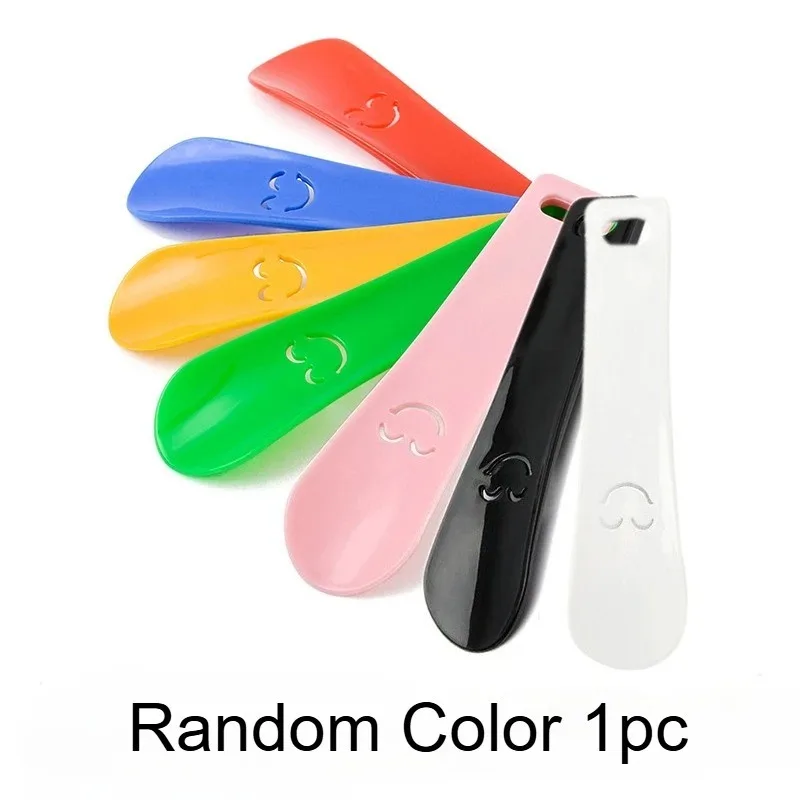 1pc Mini Portable Long Handle Shoe Horn Smiley Face Slip-On Assist Tool Elderly Pregnant Adults Kids Household
