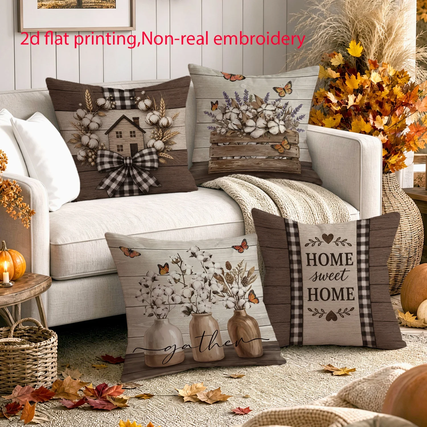 Home Decor Fallout 4 - 4pc Sarung Bantal Dekoratif Farmhouse Fall